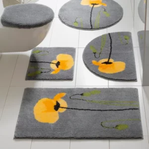 Tapis de bain antidérapant motif coquelicot