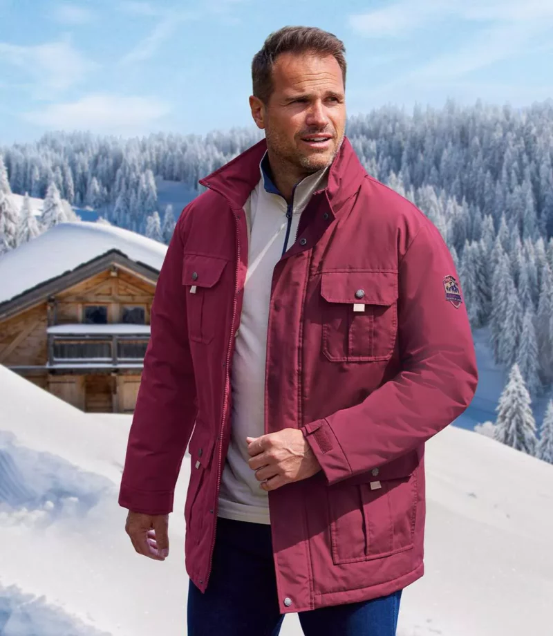 Parka rouge bordeaux pour homme chaude